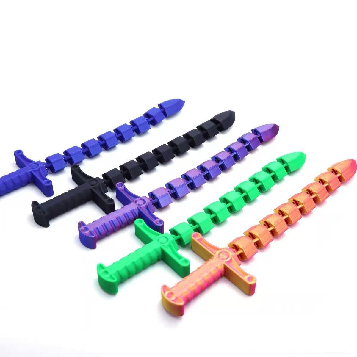 3D Printed Creative Sword Cane, Extendable Sword, Flexible Joint, Office and Bedroom Decor, Colorful Party Gift, Outdoor Game Collection