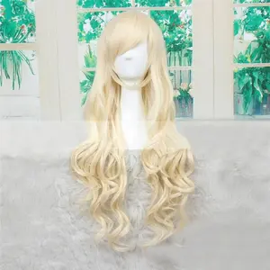 My Hero Academia Izuku Midoriya Female 80cm Long Dark Green Cosplay Wig Katsuki Bakugo Blonde Curly Wavy Hair Wigs