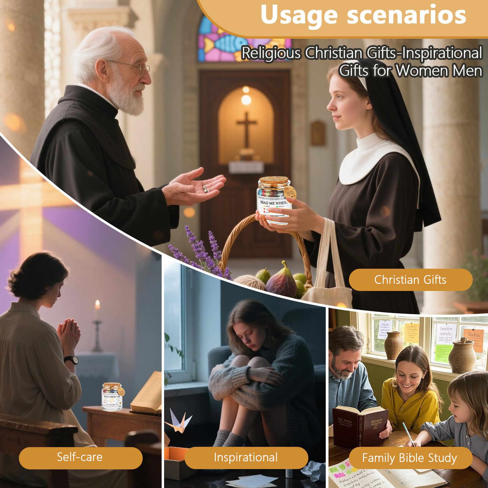 Spanish Bible Verse Jar,Scripture Prayer Cards Holy Read Me When Bible Verses Jar,Church Graduation Baptisms Confirmation Christian Gifts for Women Men Teen,Inspirational Birthday Gifts for Women Mom Friends