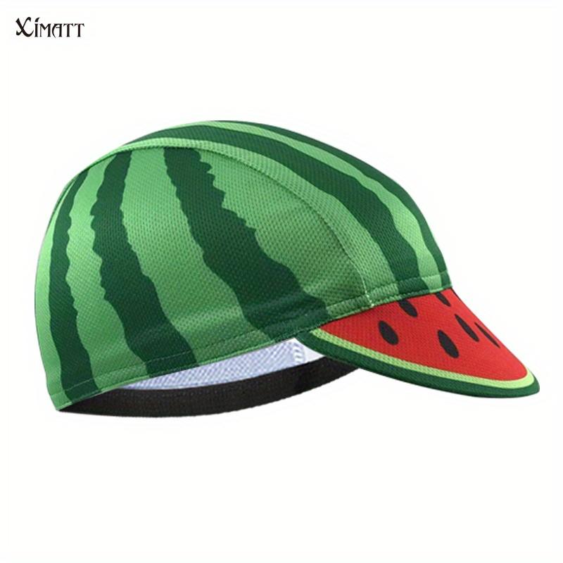 New Summer Watermelon Pattern Polyester Fiber Bicycle Helmet - Breathable Quick-Drying Mesh Details Hat, Mobile Outdoor Honeycomb Ventilation Machine-Made Sun Protection Headgear, Mesh Details Hats, Mobile Outdoor Hats
