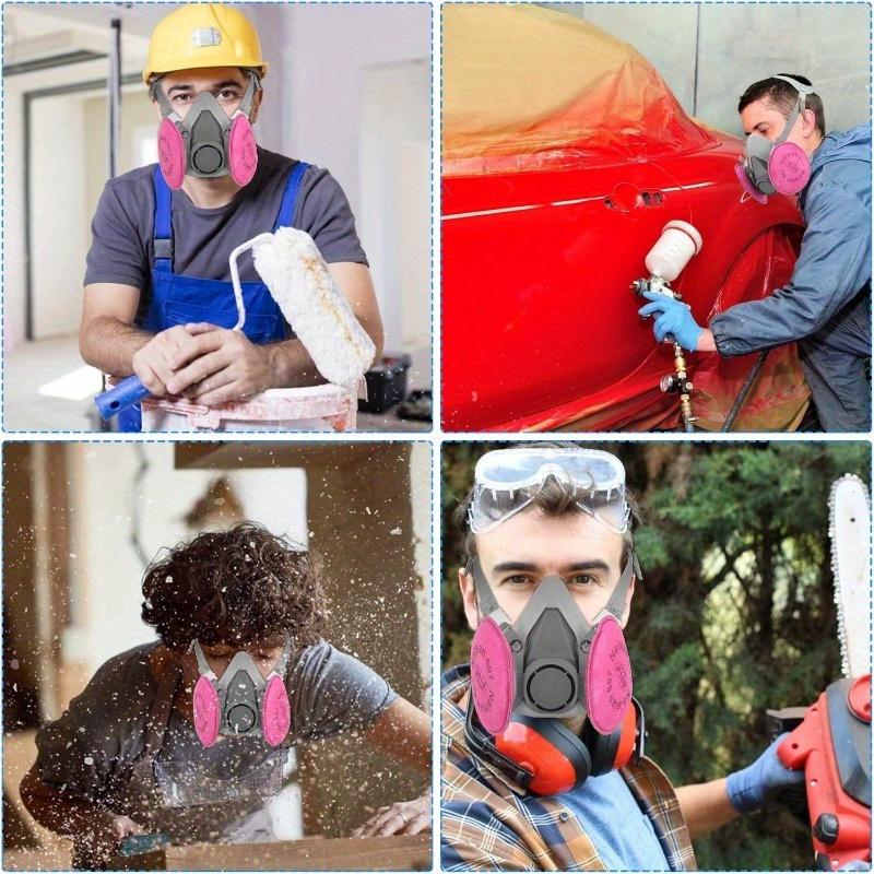 Gas Mask with Goggle Gas Mask Dust mask Full Face Respirаtor Reusable, Sanding. Resin Epoxy, Woodworking Perfect for Painters and DIY Project 6200+2097
