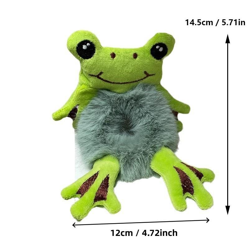 Women Cute Cartoon Big-Eyed Frog Plush Hair Scrunchies, Funny Hair Ties for Ponytail, Buns, Daily Styling, Autumn/winter