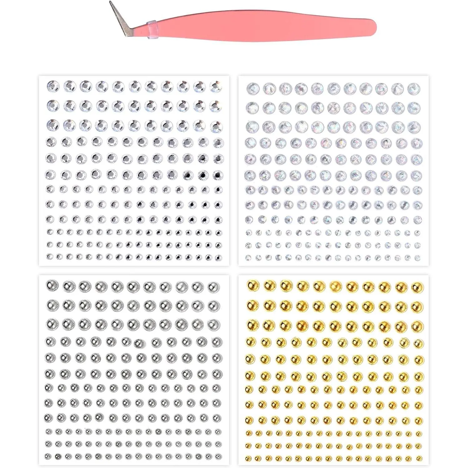 Stick-On Acrylic Fake Piercings, Fake Lip Studs Eyebrow Piercing, Fake Face Piercing Nose Stud Non-Piercing Kit, Piercing Balls Adhesive Face Jewelry