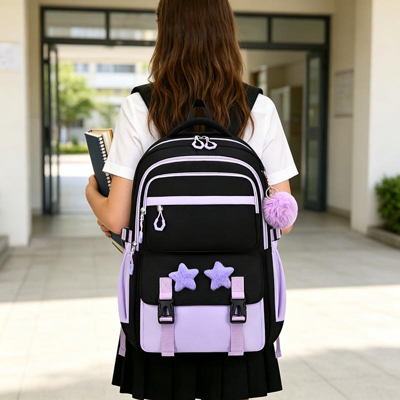2026 Viral Coquette Kawaii Star Backpack for Elementary Teen Girls Large Capacity Water Resistant School Bookbag, Breathable Stress Relief Padded Back Support Student Laptop Backpack for Back To School Daily Travel OOTD