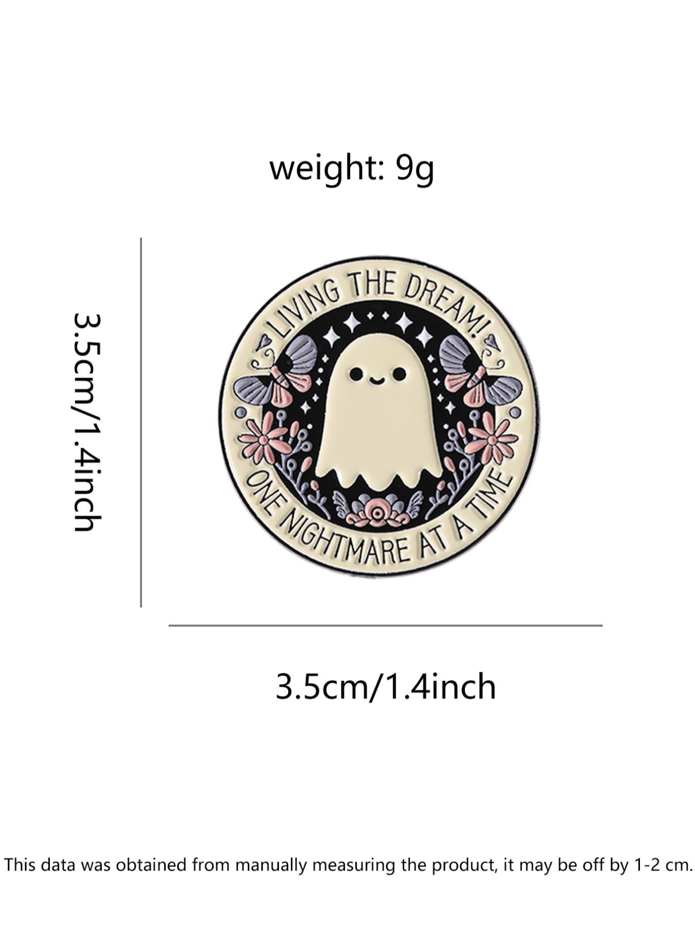 Cute Ghost Design Brooch, Round Cartoon Brooch for Jackets, Bags and Hats, Fashion Accessories for Women & Men, Durable Metal Pins, Flower Brooch Pin