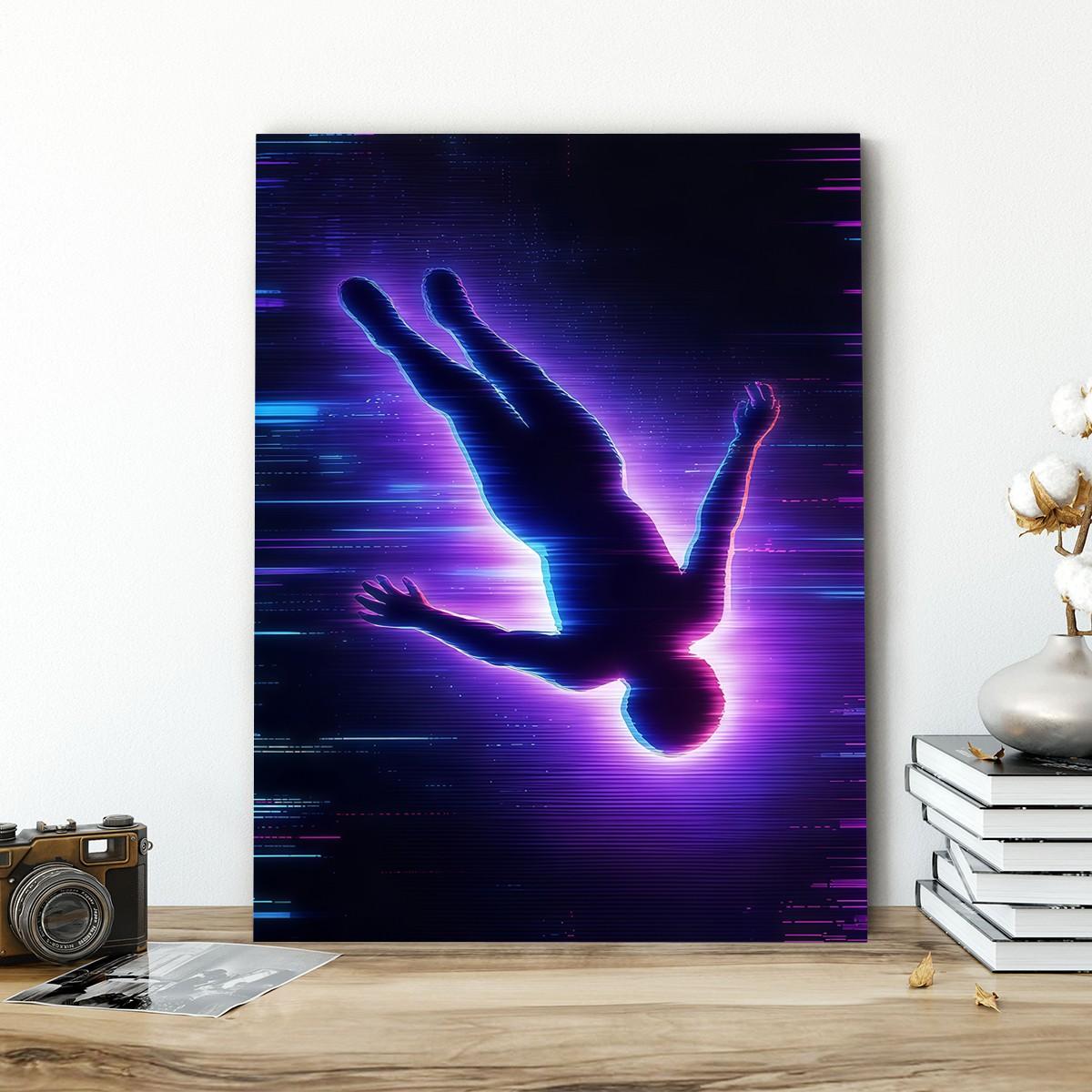 Wooden Frame Canvas Poster, Cyber Neon Art, Modern Living Room Decor, Waterproof, Suitable for Bedroom, Hallway, Wall Art
