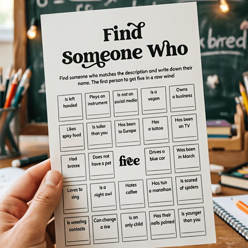 Icebreaker Party Games, Conversation Starter Bingo, Team Building Activities, Interactive Party Games, Group Gathering Fun