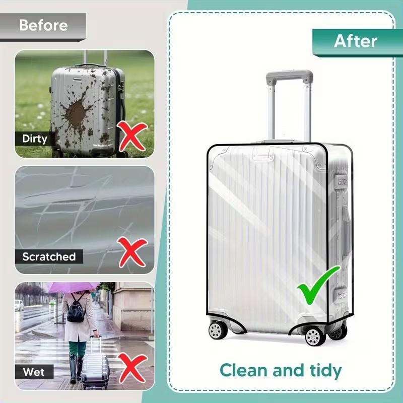 Transparent Thickened Durable Waterproof Luggage Protector, Travel Suitcase Cover for 20/24/26/28 Inch, Protective Case for Rolling Bags