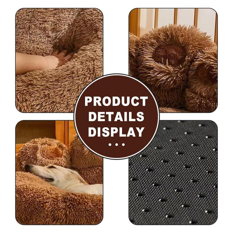 Bear Paw Plush Pet Bed, Soft Padding and Stable Support, Home