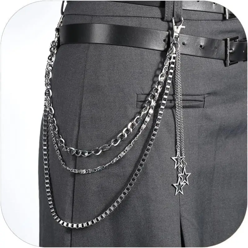 Jean Chain Belt for Men&Women, Pocket Chain Goth Punk Chain Belt Chain Layered Chunky Pants Chain and Vintage Hip Hop Wallet Chain Jewelry Accessory for Women Men