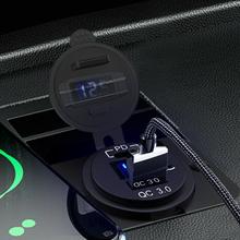 Nilight Quick Charge Socket PD Type C and QC 3.0 USB Fast Charge 12V 24V Car Outlet Voltmeter ON OFF Switch Fused Wire Kit Dual USB Charger Socket Power for Cars Trucks Vans RVs