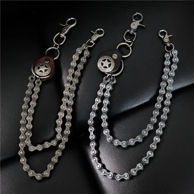 Western Punk Biker Jean Chain Premium High Quality Heavy Duty Wallet Chain For Men with Star Charm and Secure Clasp