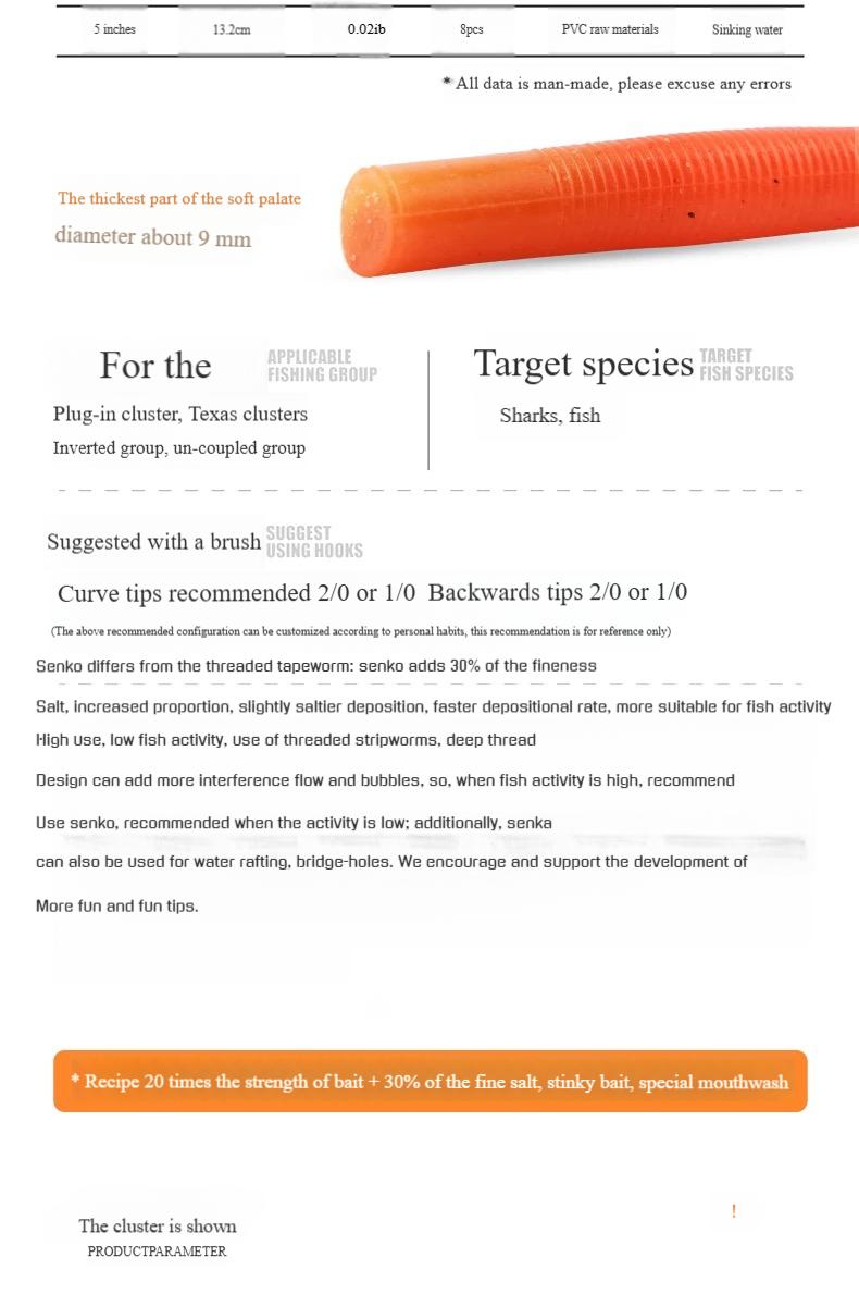 TikTok Viral Senko Worms 3-4-5Inch Soft Plastic Lures Kit - 8pc Multi-Color & Salt-Infused Design for Bass Trout Panfish Slayer and Long Casts  Fishing Fathersdaygift fishing equipment