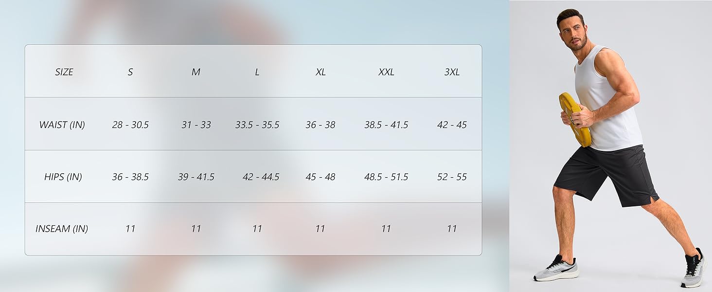 G Gradual Men's Athletic Shorts with Pockets 11" Long Basketball Shorts Lightweight Quick Dry Drawstring Elastic Waistband Training Gym Workout Shorts