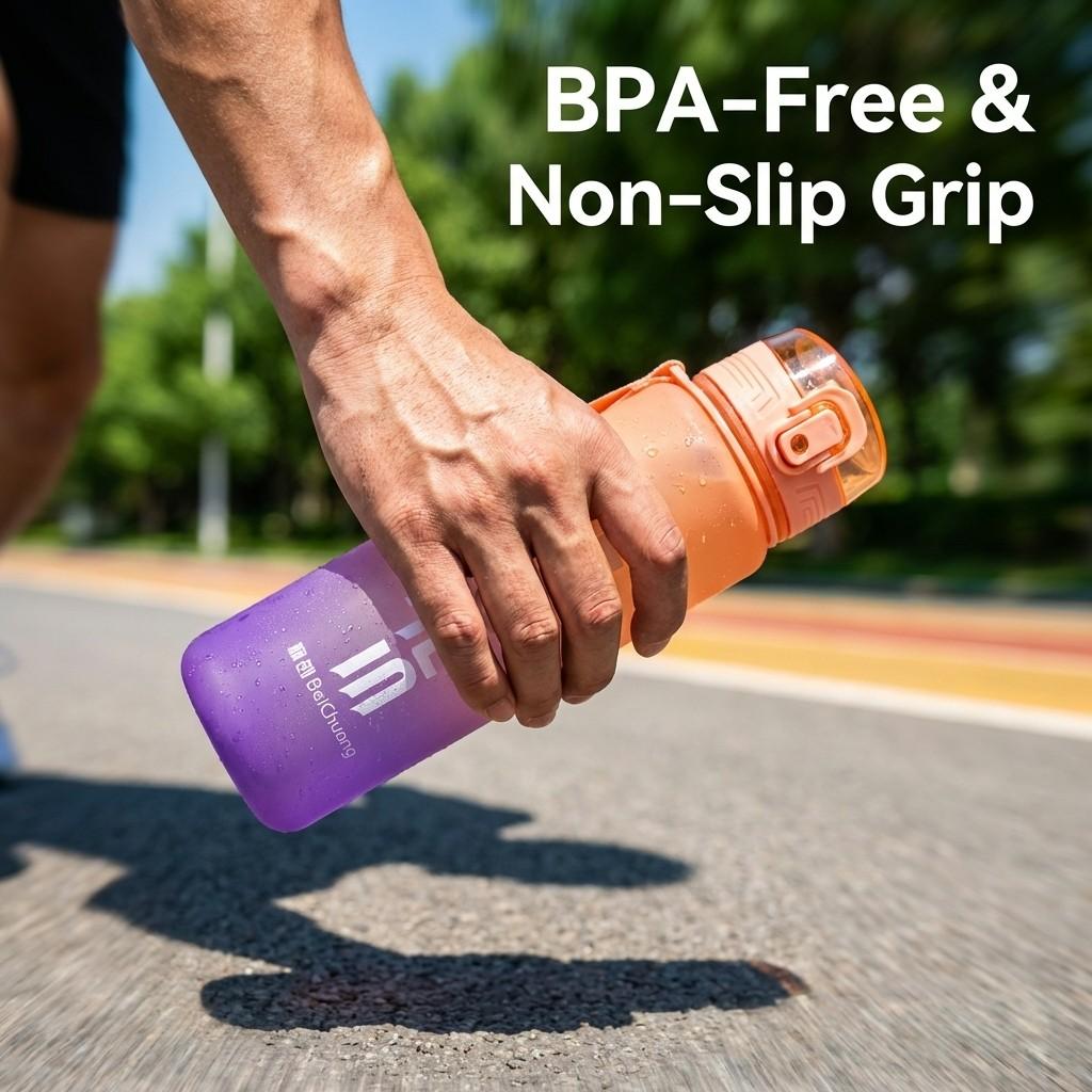 650ML Gradient Sports Water Bottle with Lid, Leak-Proof Plastic Drink Bottle, Portable Outdoor Fitness Cup for Gym, Travel, Coffee, Tea, Juice