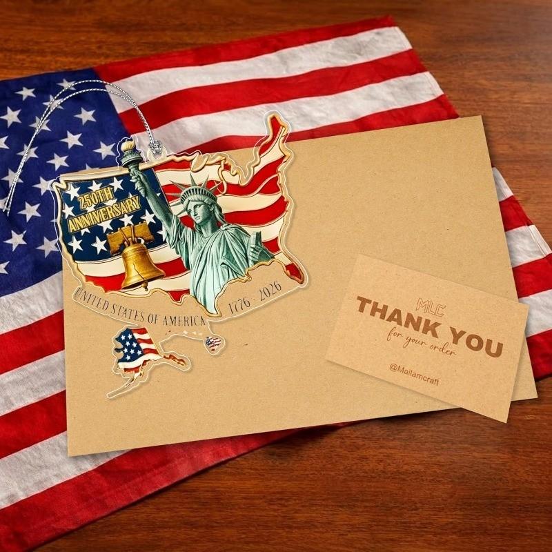 United States 250th Anniversary Ornament, 2D Acrylic Usa Hanging, Patriotic American Flag Decor, Gift for Us Citizens, Collector's Item