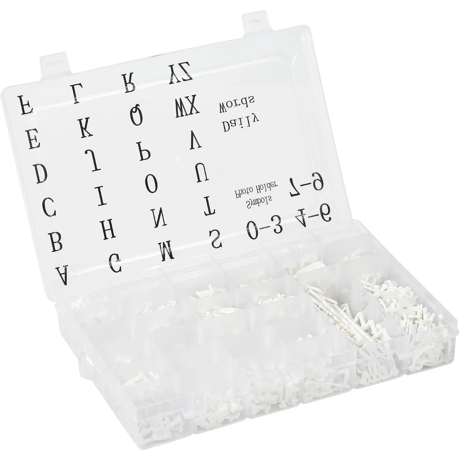 Pre-Cut Letters for Felt Letter Board, 736 count, White | Plastic characters, numbers, symbols, cursive daily words with sorting tray for changeable message announcement board sign