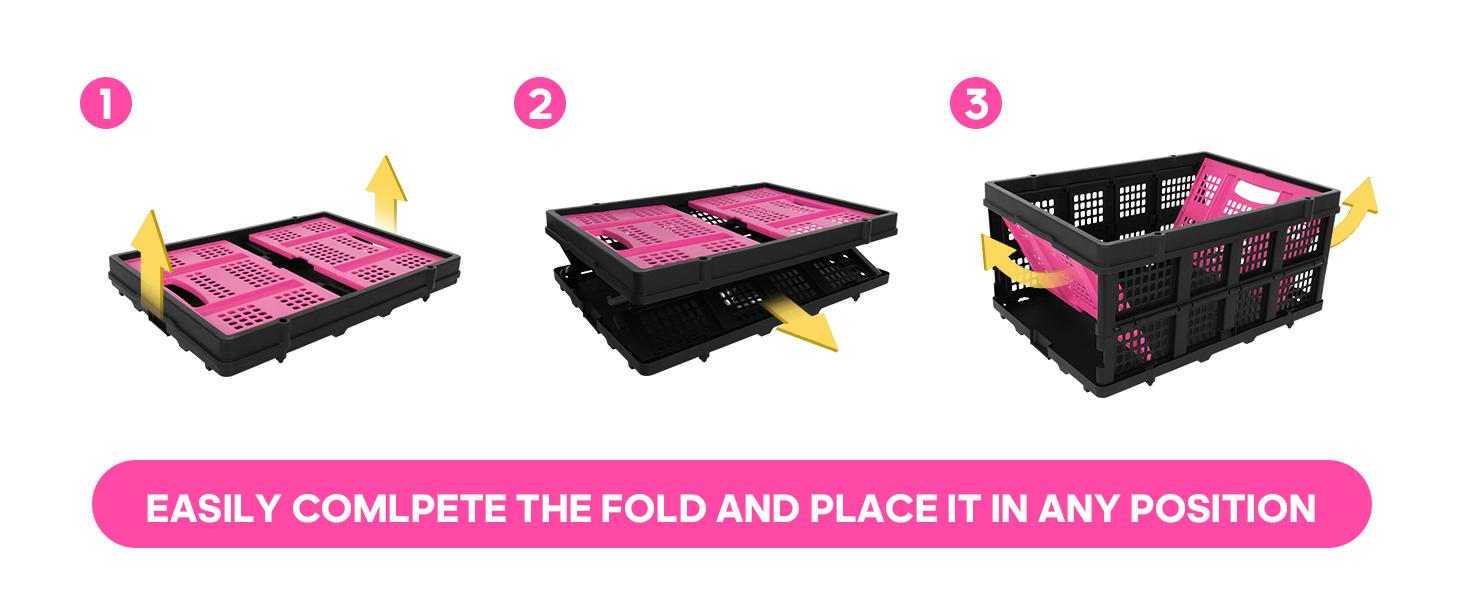 62L Portable Collapsible Storage Bins,Large Capacity Foldable Milk Crates,Heavy Duty Storage Container for Bethroom,Office,Outdoor,Warehouse,Garden,Toys,Foldable Utility Crates for Organizing and Cosmetic Storage(Pink/Purple/Blue/Red) 62L Portable Collapsible Storage Bins,Large Capacity Foldable Milk Crates,Heavy Duty Storage Container for Bethroom,Office,Outdoor,Warehouse,Garden,Toys,Foldable Utility Crates for Organizing and Cosmetic Storage(Pink/Purple/Blue/Red)