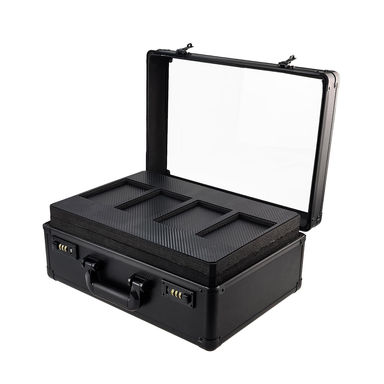 Aluminum Alloy Frame Trading Card Holder, Psa Display Top, Carbon Fiber Pattern, Password Lock, Sports Star Anime Game Card Manager