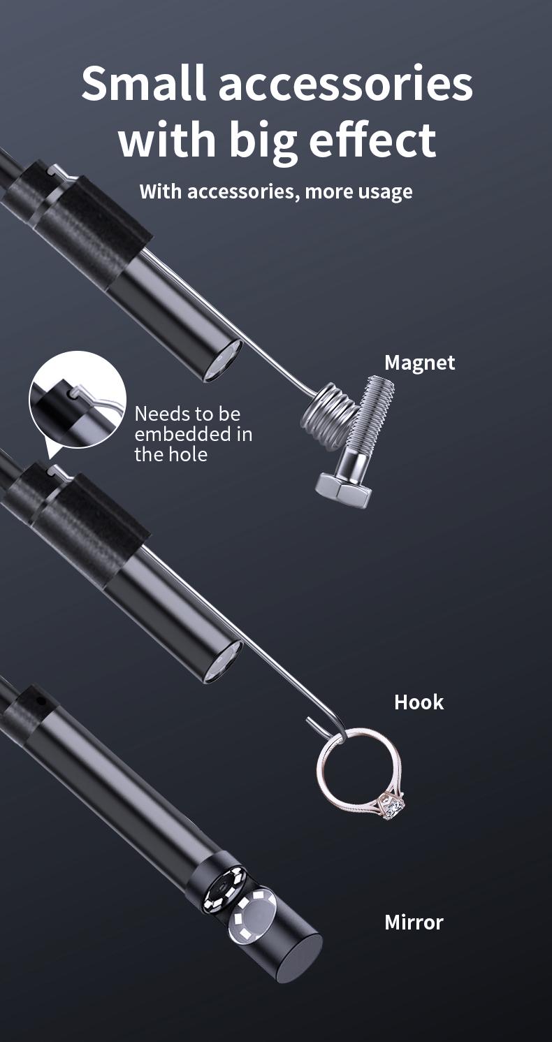 Endoscope Camera with Light,HD Borescope Tools,Adjustable LED Lights, Photo and Video Recording,Semi-Rigid Snake Camera, IP67 Waterproof Inspection Borescope for Android Phones and Laptops for Automotive Repair, Plumbing Sewer,HVAC,Men Tools Cool Gadgets