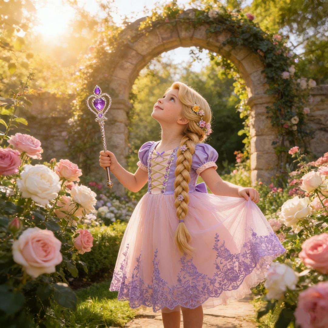 （Only dress ）Girls' Sleeping Beauty Role Play Dress Princess Tutu Costume for First Birthday Embroidered Fitted Party Dress