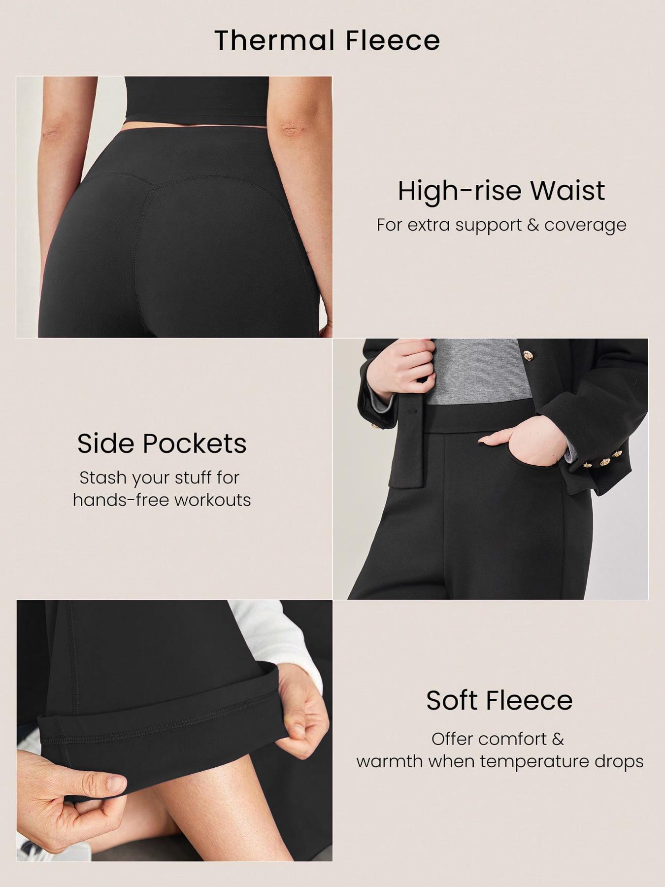 3PCS Plus size Cozy Women's Fleece-Lined Flare Pants - Soft, Warm High Waist Skinny Thermal Flares with Pockets for Winter Daily Activities