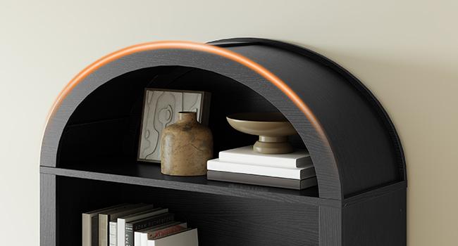 HOOBRO Arched Bookshelf, 71" Tall Arch Bookcase with Storage, 5-Tier Farmhouse Book Shelf, Modern Arched Cabinet, Wooden Bookshelf with Open Display, Wooden Shelves for Living Room, Office, Black Stable Structure