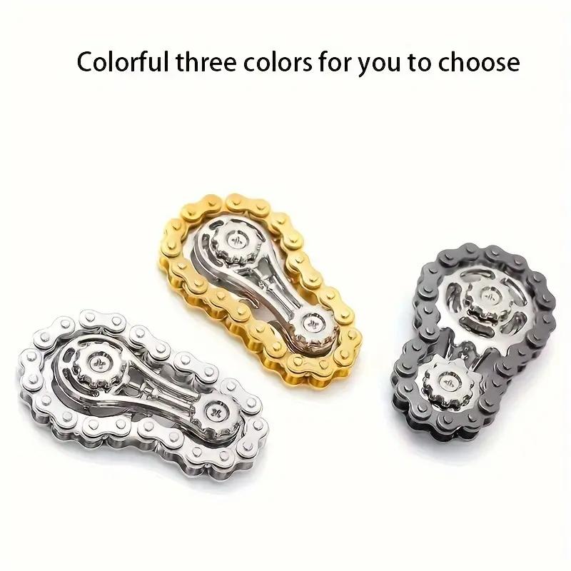 Trendy Stress Relief Finger Chain Gear Fidget Spinner, Mechanical Metal Toy for Anxiety Relief, Durable Design, Perfect Gift Idea