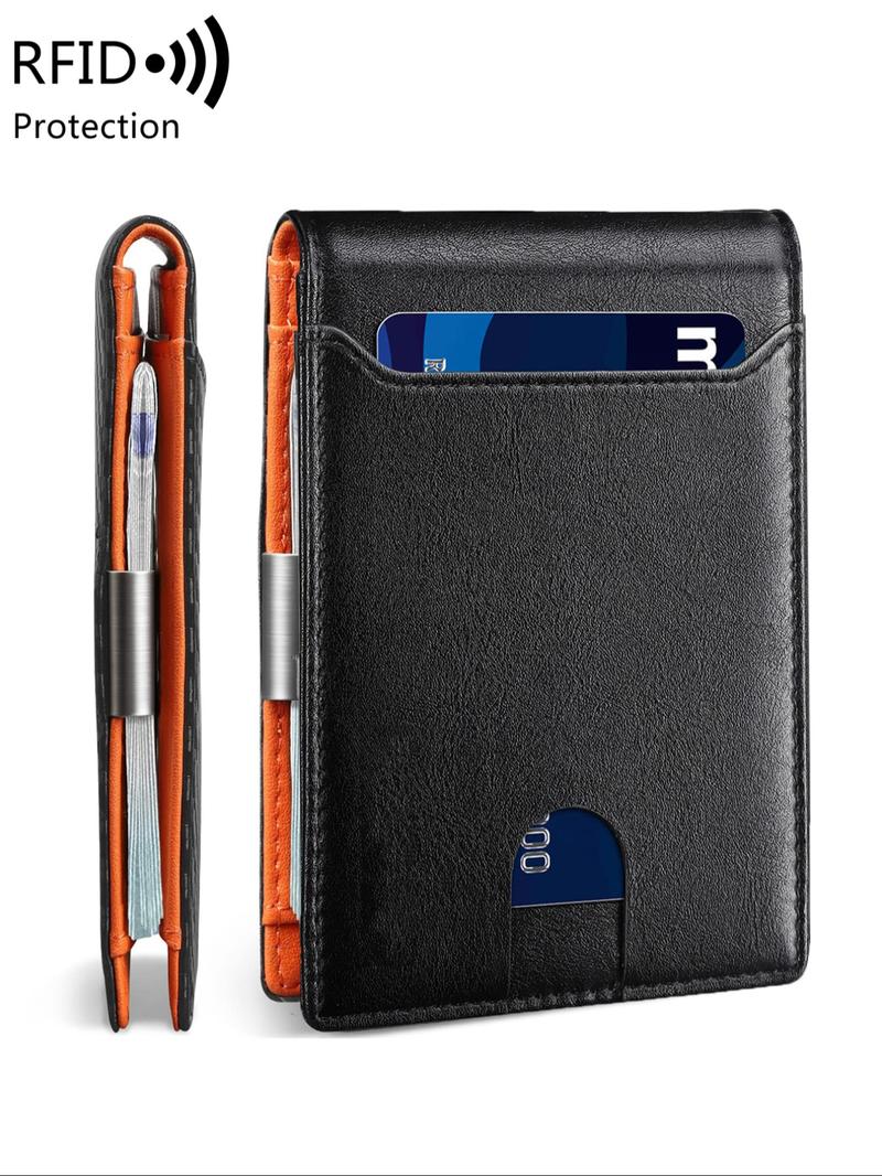 Men's Business Minimalist Fashion Durable Bifold Wallet, Simple Plain Thin Multifunction Credit Card Holder, Trendy Rfid Wallet for Work & Daily Use As Gift for Men
