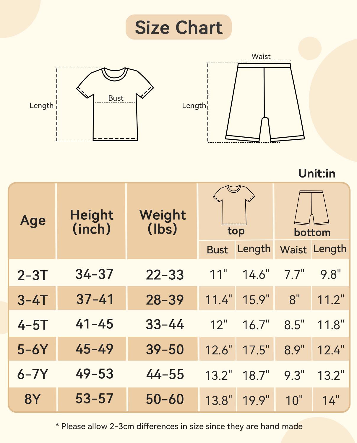 babee Reshinee Bamboo Pajama Set for Boys Girls,12M-8Y Sets,Snug-fitting,Summer,Soft Breathable Stretchy Pjs,Short-Sleeve Snug Fit Sleepwear,Valentine's Day gift