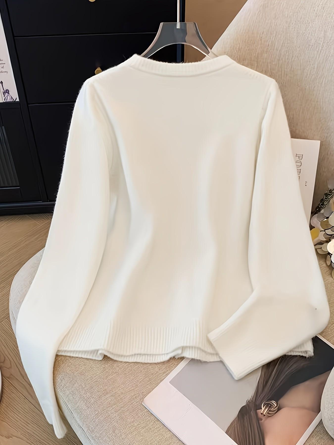 Women's Cherry Embroidered Knit Jacket, Spring & Fall Slim Fit Casual, Elegant Pearl Button Cardigan, Perfect for Dates & Outdoor Activities