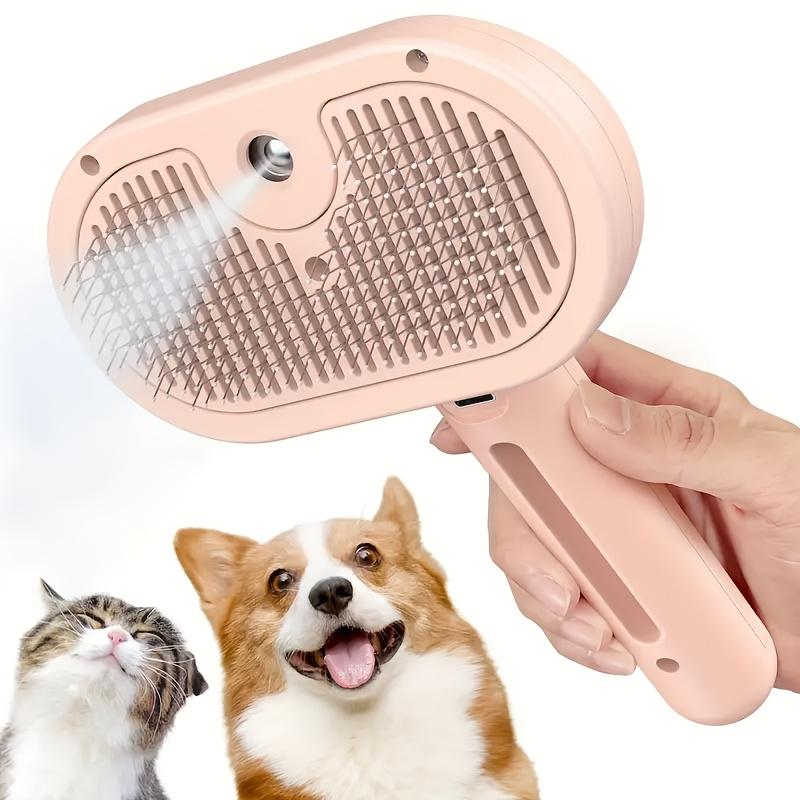 3-In-1 Automatic Steam Pet Brush, Anti-Static, Ideal for Long and Short Hair Cats and Dogs, Removes Loose Fur, Reduces Shedding