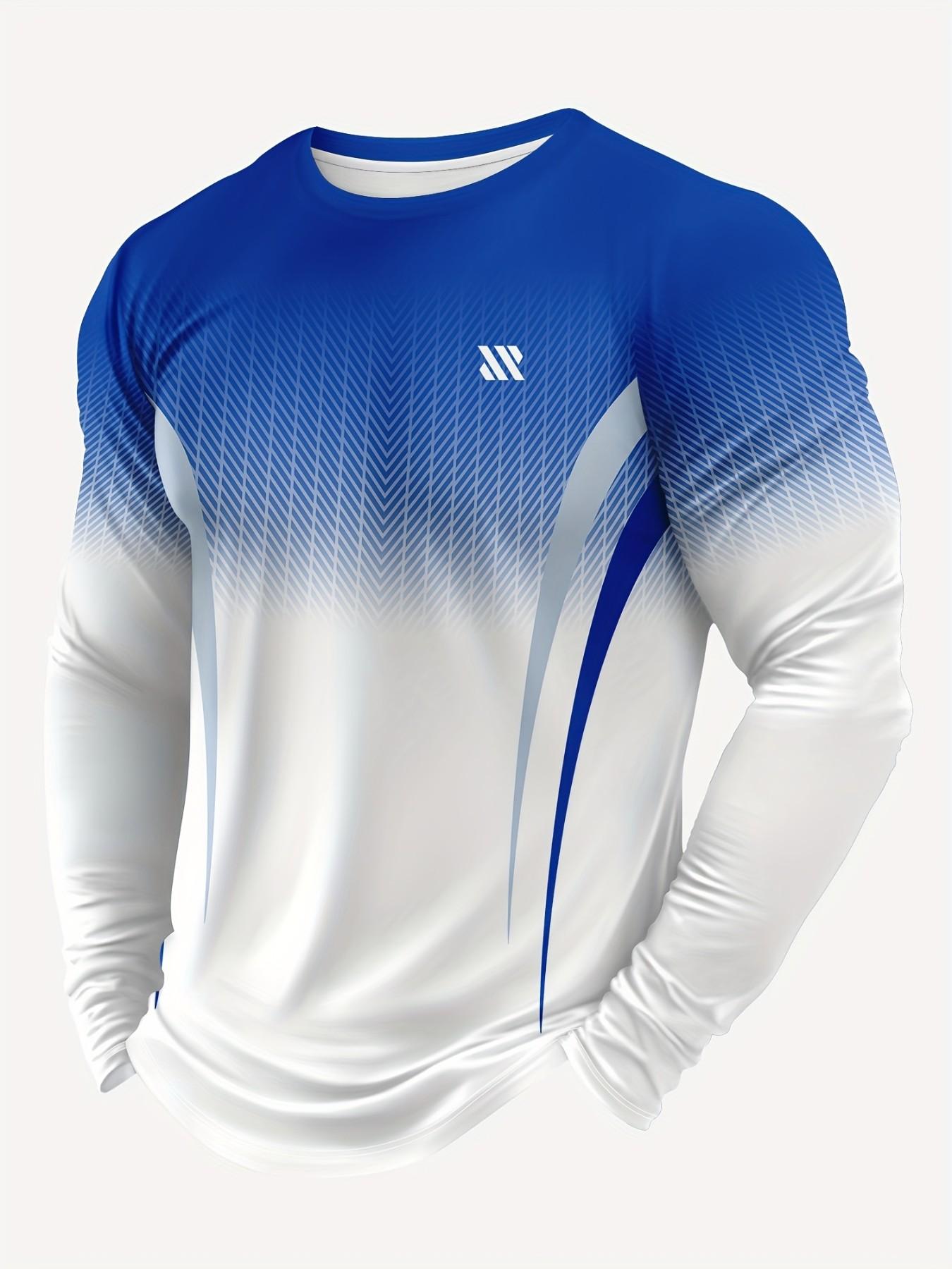 Men's Long Sleeve T-Shirt, Tops, Classic Workwear Style 3D Print, Sporty Casual Round Neck, Breathable Polyester Fabric, Slim Fit, Outdoor Comfort, Athletic Fitted Breathable, Casual Breathable Design