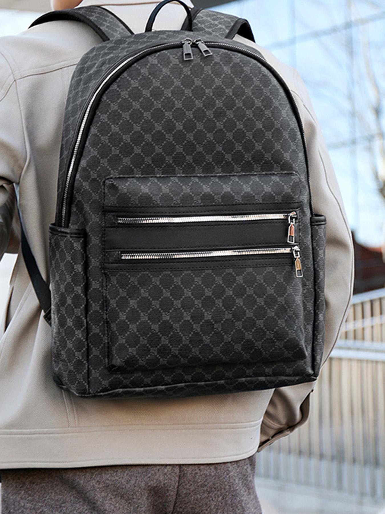 New Large Capacity Circle Pattern Backpack, Simple Fashion Casual Men's Backpack, Ideal for Students, Office Commute, Short Trips