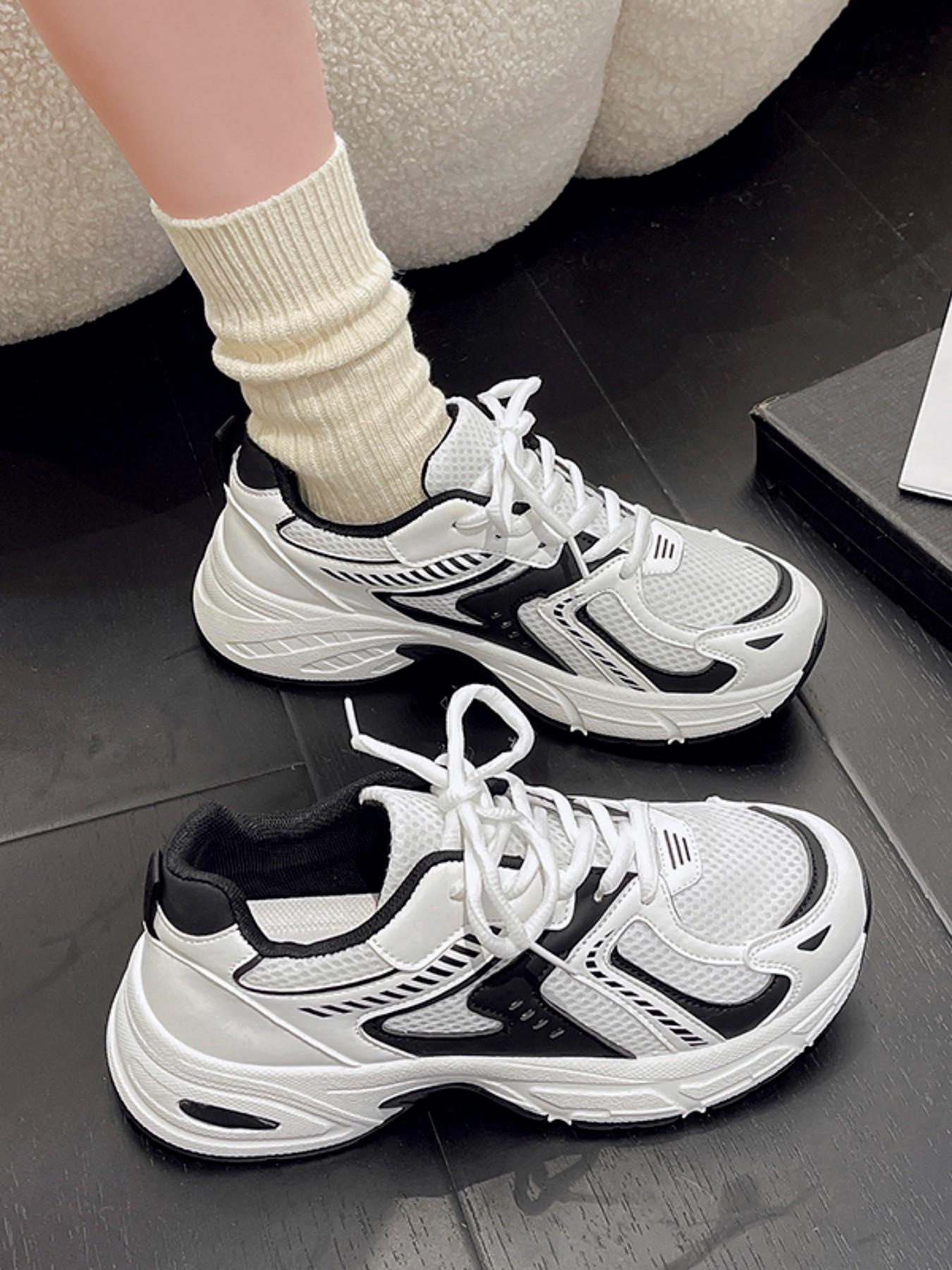 Soft Sole Lightweight Dad Shoes for Women, Thick Heel Casual Sporty Sneakers, Versatile Slimming Travel Shoes, Spring & Fall, Soft Soled Sneakers