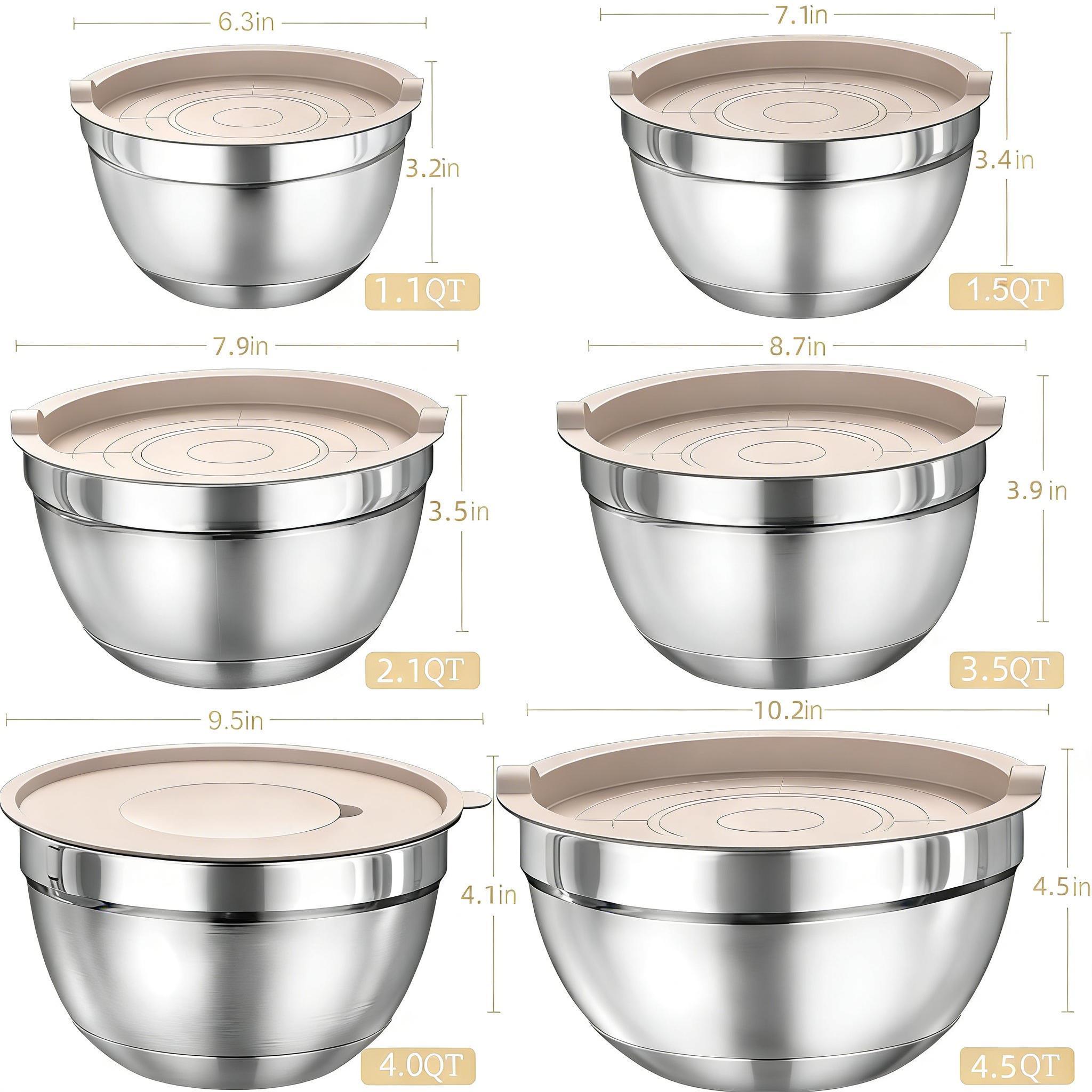 23PCS Stackable Nesting Stainless Steel Mixing Bowls Set | with Lids, Graters, Whisk & Complete Baking Utensils
