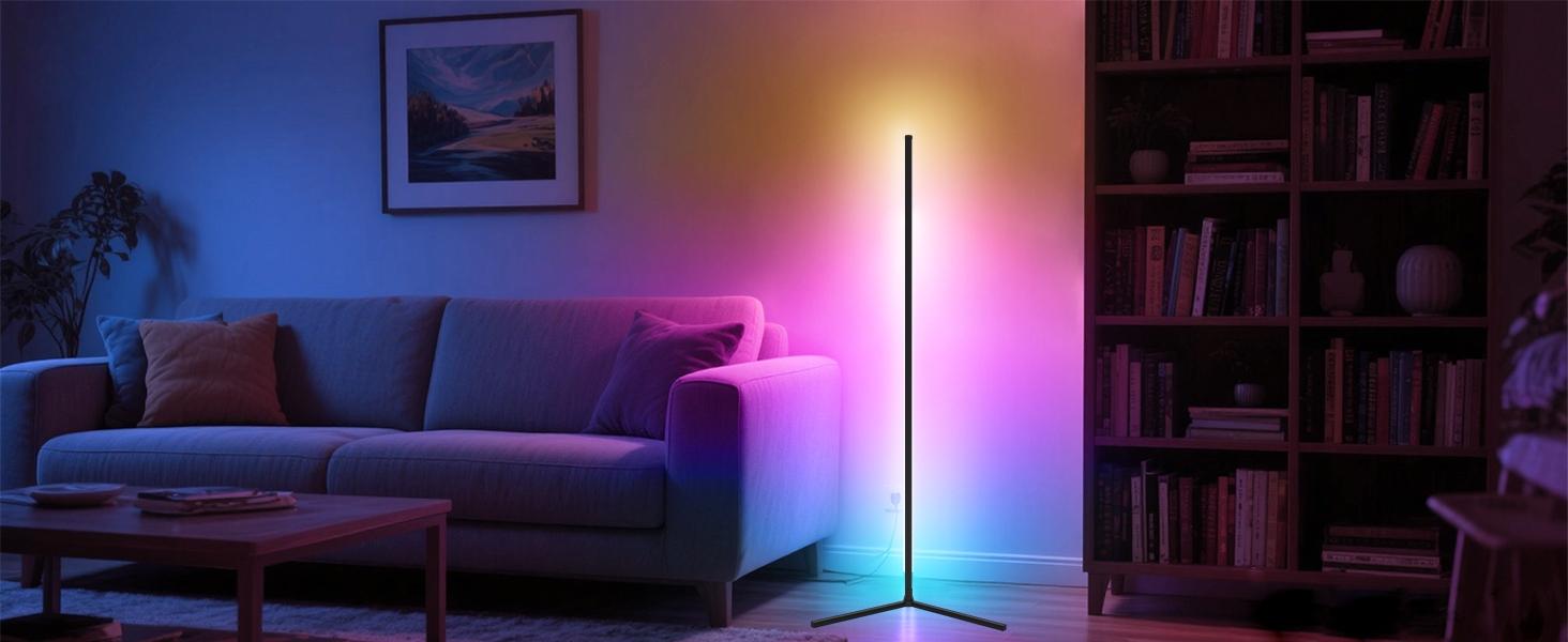 LED Corner Lamp, RGB Corner Floor Lamp with APP and Remote Control, 16 Million Colors & 300+ Scene Color Changing Ambience Light with Music Sync for Living Room, Bedroom, Gaming Room, Remote Floor Lamps