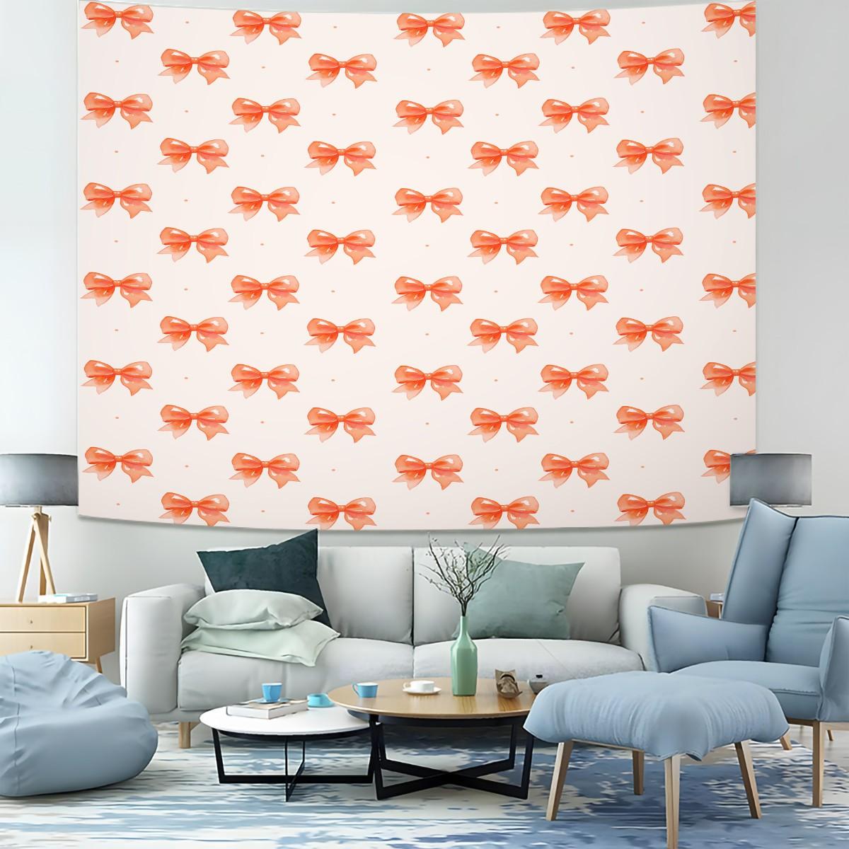 Bow Series Cute Romantic Sweet Decorative Tapestry, Gentle Healing Girlish Aesthetic, Photo & Party Backdrop, Housewarming Birthday Valentine's Day Christmas Gift