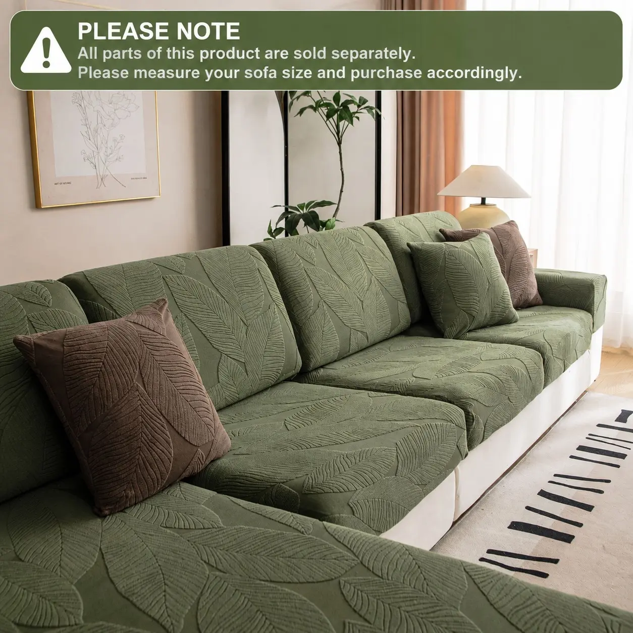 Leaf-patterned full-coverage sofa cover, all-season elastic sofa cover, Stretch sofa cover, non-slip, machine washable sofa protector, pet-friendly full-coverage sofa cover, suitable for all sofas, modern home décor
