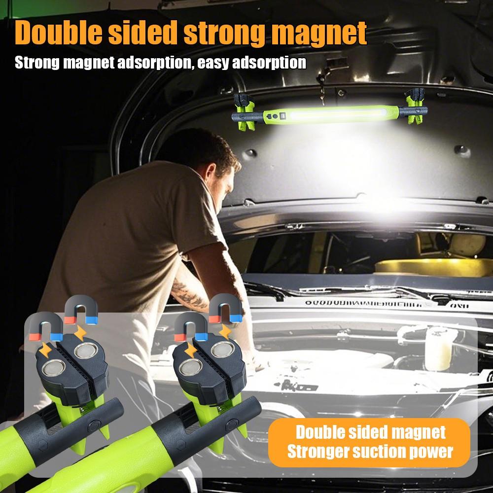 2-Pack High-Lumen Rechargeable LED Work Lights, Multiple Lighting Modes, Magnetic Rotatable Base, Hooked Portable Lamp, Car Emergency USB Rechargeable Flashlight, Handheld Led Flashlight