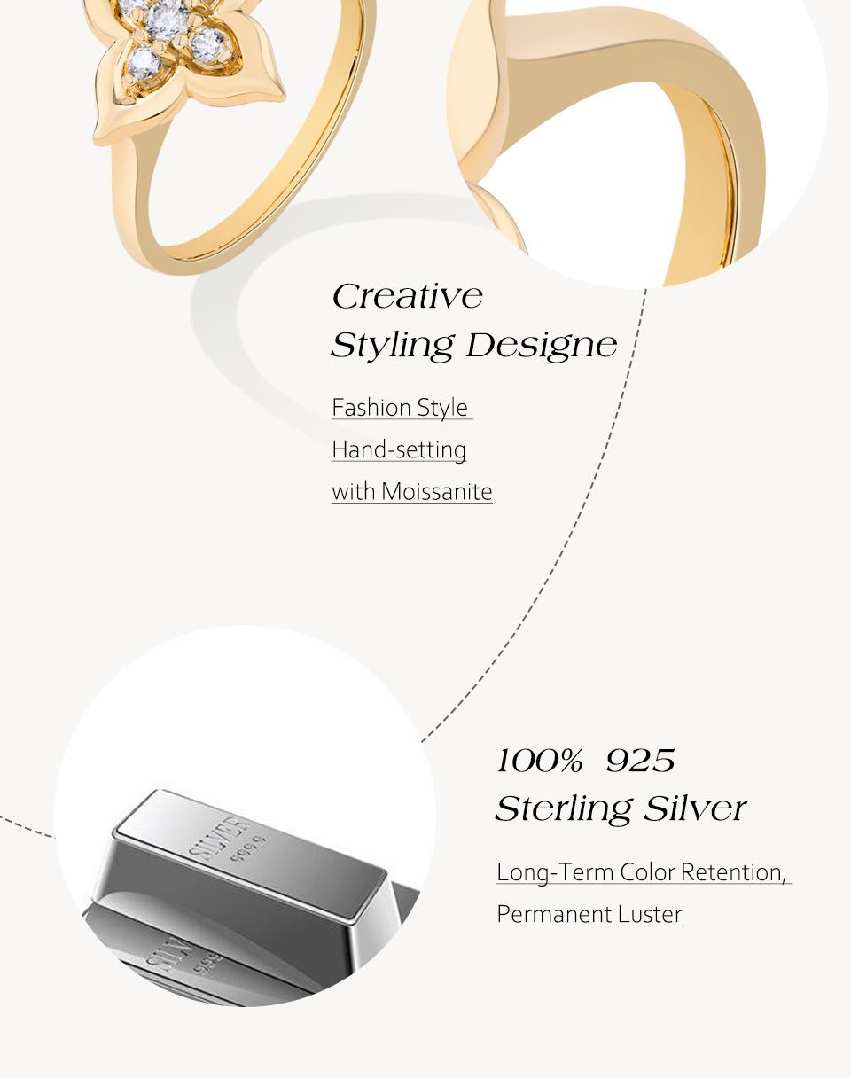 Luxury D VVS1 Color Synthetic Moissanite Ring for Women Engagement Wedding Party Fine Jewelry Sterling Silver Gift New Springtok Outdoorfun R263