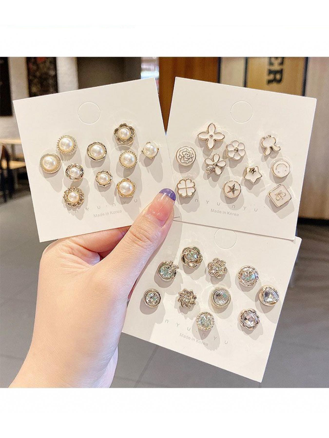 20 Counts Brooch Buttons for Women, Mini Instant Buttons Pins, Assorted Brooch Pins, Pearl Rhinestones Shirt Lapel Brooch Pins, Cover Up Buttons Pins for Clothes Coat Dress Jeans Hat Bags Decor