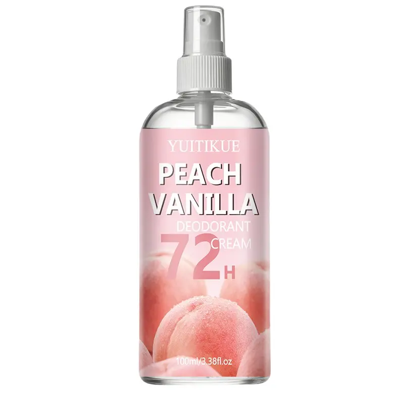 Yuitikue Peach Vanilla Shoe Sock Deodorizer Spray 100ML, 72 Hours Long-Lasting Fresh Fragrance, Foot Odor Eliminator, Refreshing Antiperspirant Spray