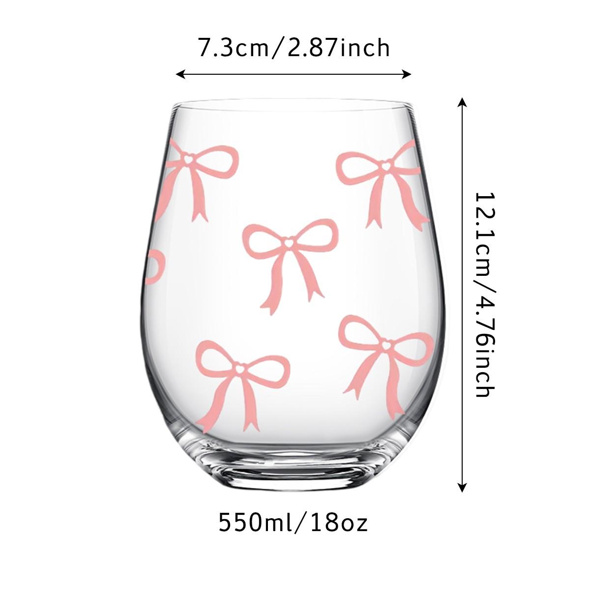Bow Pattern Stemless Wine Glasses Set, No Stem Wine Glasses, 1/4-Pack, 18oz/540ML Transparent Wine Cups, Ideal for Restaurants & Daily Use