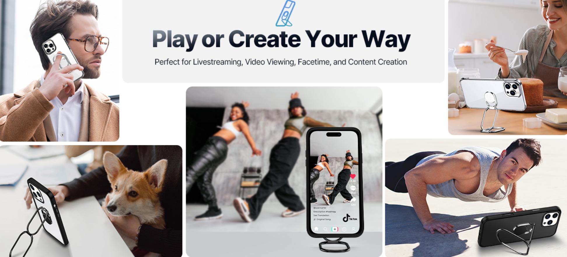 XYZ for iPhone 11 12 13 14 15 16 17 Pro Max Case with Stand, Phone Case with Double Ring Holder [Adjustable & Foldable] Protective Translucent Matte Cover iphone  12  promax