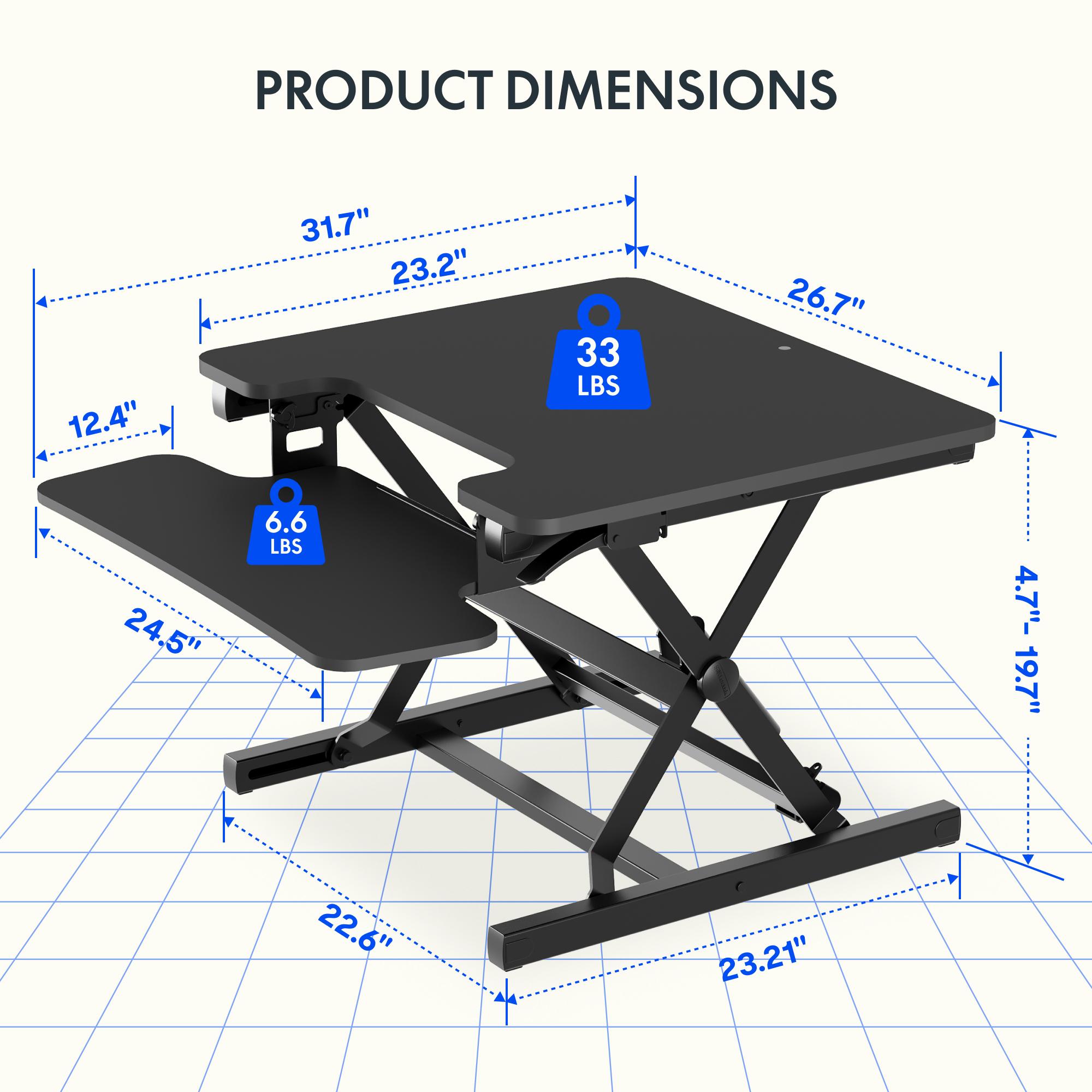 【TikTokShopfalldealsforyou】Standing Desk Converter, Height Adjustable Stand Up Desk Riser, Black Home Office Desk Workstation for Dual Monitors and Laptop