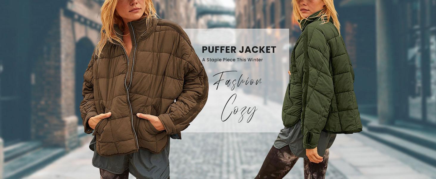 UANEO Women's Quilted Puffer Jackets Lightweight Zipper Short Padded Coat With Pockets TikTokShopBlackFriday