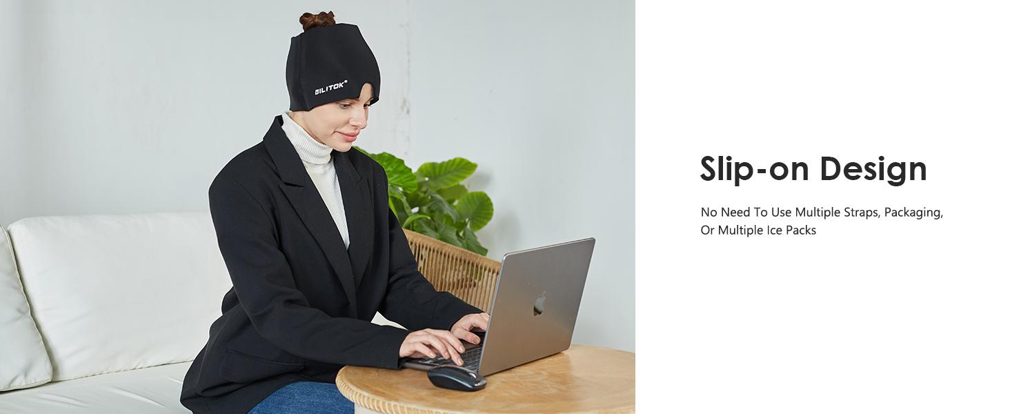 Migraine Headache Relief Cap, Gel lce Head Wrap for Tension and Stress Relief.Suitable for Home breaks, before sleep, office