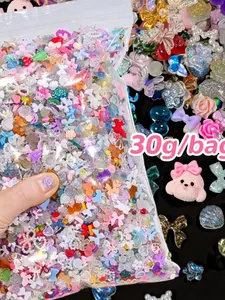 30g/Bag 300-500Pcs Mixed Resin Nail Charms, Bow Flower Heart Bear Sequins, 3D Decorations for Nail Art, Phone Case, Hair Clips & Jewelry Making, DIY Craft Set for Women