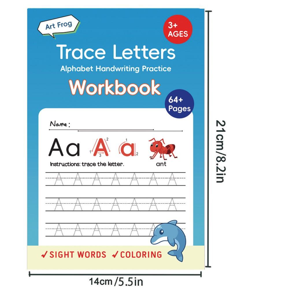 64 Pages Alphabet Practice Book with Cute Cartoon Patterns, Learning Aid for Kids, Engaging Children, Fun Writing Activities, Handwriting Exercises & Durable Paper, Letter Tracing, Ideal Back to School Gift